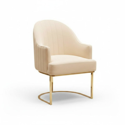 Chaise de salle à manger beige, designer, une place, meuble textile, chaises rembourrées.