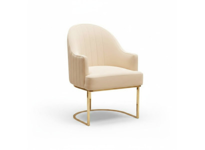 Chaise de salle à manger beige, designer, une place, meuble textile, chaises rembourrées.