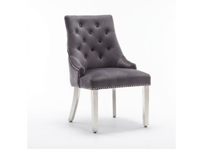 Salle à manger grise Chaise Chesterfield Chaise en textile Luxueux fauteuil une place