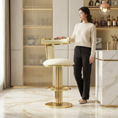 Chaise de salle à manger blanche design en acier inoxydable Cadre Métal Chaises une place