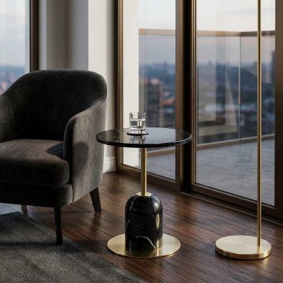 Table basse noire de designer Table d'appoint Salon Mobilier de luxe Table