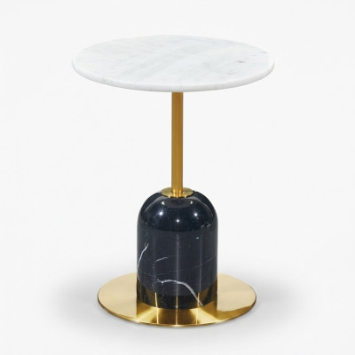 Table d'appoint en métal noir-blanc pour le salon, table de rangement ronde.