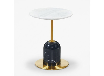 Table d'appoint en métal noir-blanc pour le salon, table de rangement ronde.