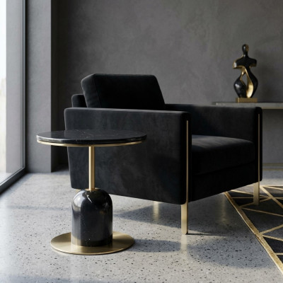 Table basse ronde de salon Table d'appoint Table basse noire Table de canapé de luxe