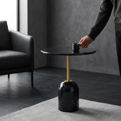 Table d'appoint noire Table de salon Tables modernes Design rond Table console