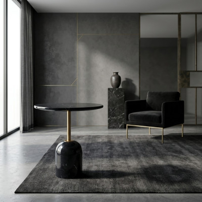 Table d'appoint noire Table de salon Tables modernes Design rond Table console