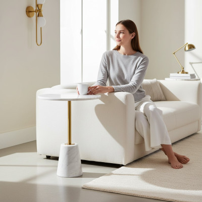 Tables en marbre blanc Rundtsch meubles en métal Tables d'appoint Table de designer