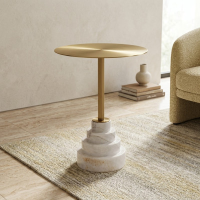 Table basse moderne de luxe en métal Table d'appoint Tables de salon Rondes nouvelles