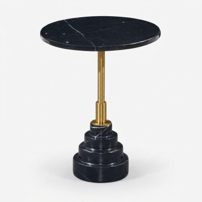 Tables d'appoint Salon Rond Moderne Noir Table basse Table en marbre de luxe