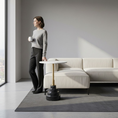 Tables d'appoint Salon Rond Haute qualité Moderne de luxe Table basse Marbre