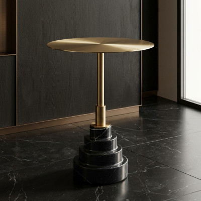 Table d'appoint Table Design Tables de luxe en acier inoxydable Table ronde en métal doré