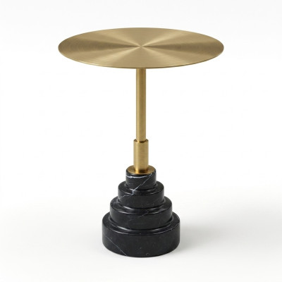 Table d'appoint Table Design Tables de luxe en acier inoxydable Table ronde en métal doré