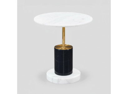 Table d'appoint en imitation marbre blanc de style rond de designer, table de rangement