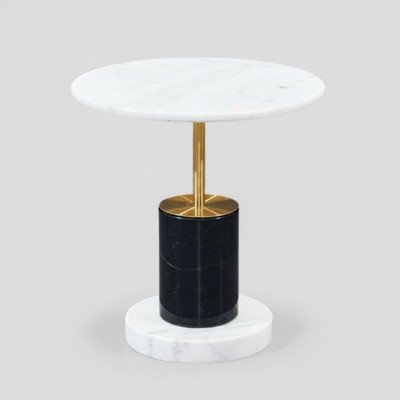 Table d'appoint blanche ronde Salle de séjour Table basse de style Journal Tables de rangement Table