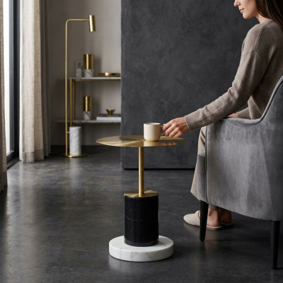 Table d'appoint en marbre doré moderne pour salon Tables rondes Design
