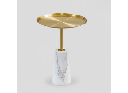 Table d'appoint blanche Table basse de designer Salon de luxe de meuble en métal.