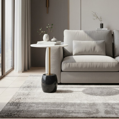 Table d'appoint ronde design avec dessus en marbre. Table basse de qualité supérieure