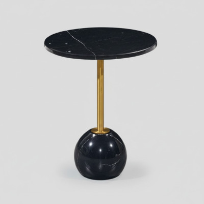 Table d'appoint moderne noire et dorée pour salon en marbre