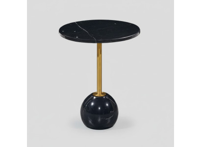 Table d'appoint moderne noire et dorée pour salon en marbre