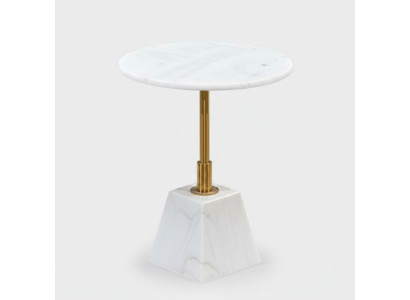 Table d'appoint dorée et blanche - Tables rondes en marbre élégantes pour le salon