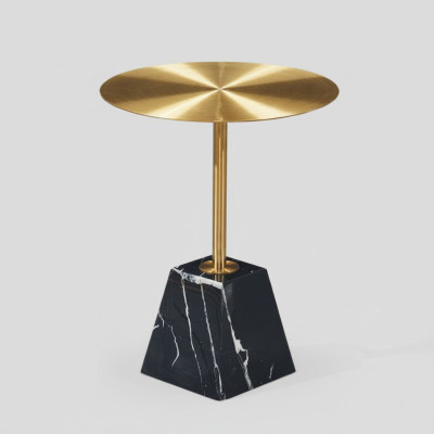 Table basse ronde de luxe en noir, tables d'appoint pour salon haut de gamme, table d'appoint.