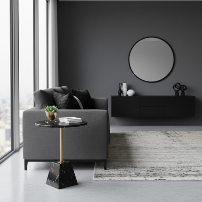 Table basse ronde noire Table d'appoint Table de designer Salon