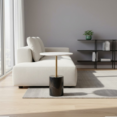 Table d'appoint noire luxueuse pour le salon Table de rangement en forme ronde nouveau