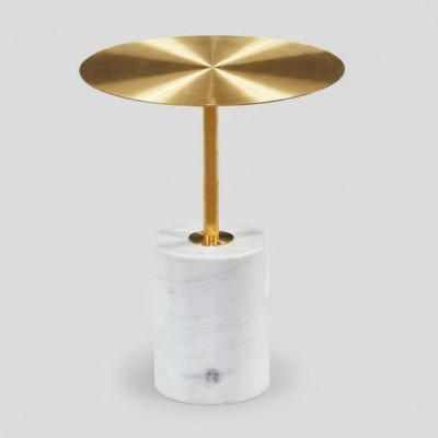 Table d'appoint blanche de luxe pour le salon Table d'appoint en imitation marbre Table basse