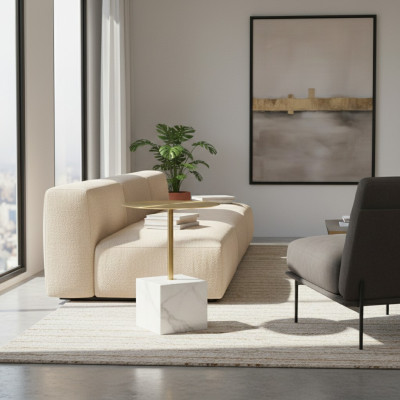 Table d'appoint blanche luxueuse pour salon avec rangement, designeur de tables basses