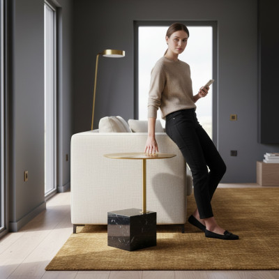Designer noir - Table d'appoint dorée de luxe design en métal pour salon Tables Table