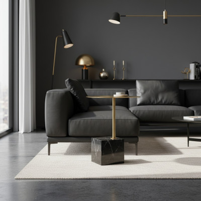 Designer noir - Table d'appoint dorée de luxe design en métal pour salon Tables Table