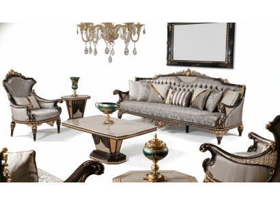 Groupe de sièges Chesterfield classique de luxe 3+1 places, canapés rembourrés 2 pièces