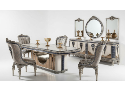 Suite de salle à manger grise Mobilier de salle à manger classique Table à manger Commode nouvelle