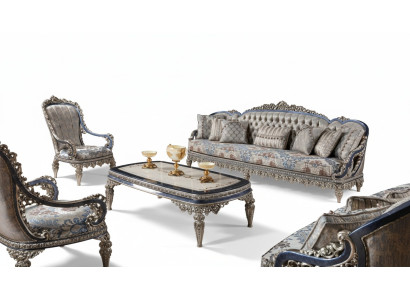 Groupe de sièges Chesterfield Ensemble de canapés 3+1+1 places Canapés textiles de luxe