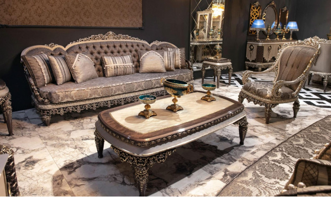 Canapé Chesterfield classique Taupe 3+1+1 places Ensemble de canapés de luxe