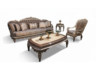 Canapé Chesterfield classique Taupe 3+1+1 places Ensemble de canapés de luxe