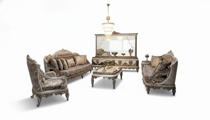 Ensemble de canapés de luxe 3+3 avec table basse, canapé moderne gris set neuf