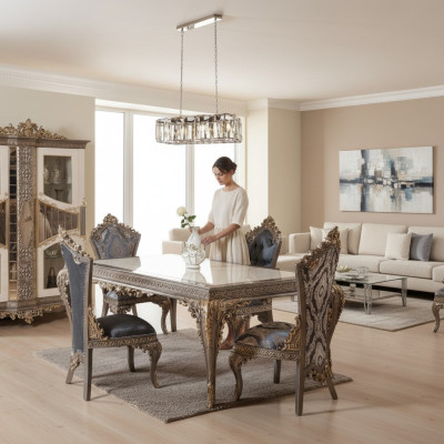 Ensemble de chaises pour la salle à manger Designer Classic, groupe de chaises et table à manger Suite 5 pièces