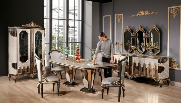 Complétez le groupe de salle à manger classique de luxe table à manger chaises