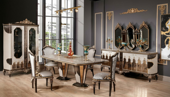 Complétez le groupe de salle à manger classique de luxe table à manger chaises