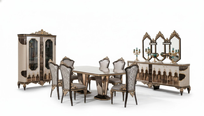 Complétez le groupe de salle à manger classique de luxe table à manger chaises