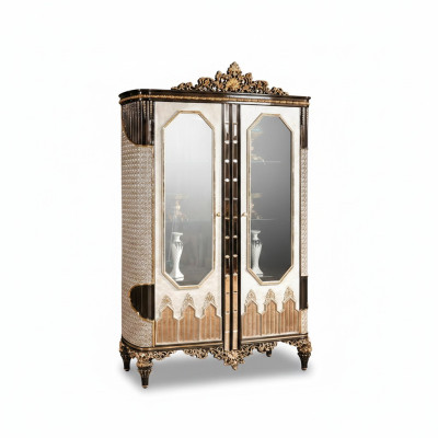 Vitrine classique Vitrine en bois de luxe Armoires Designer avec portes en verre Garde-robe