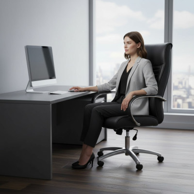 Chaise de jeu élégante Chaise de bureau noire Chaise pivotante Chaise de direction nouvelle
