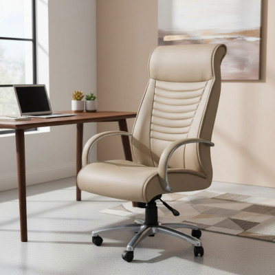 Chaise de jeu élégante Chaise de bureau beige Chaise pivotante Chaise de direction
