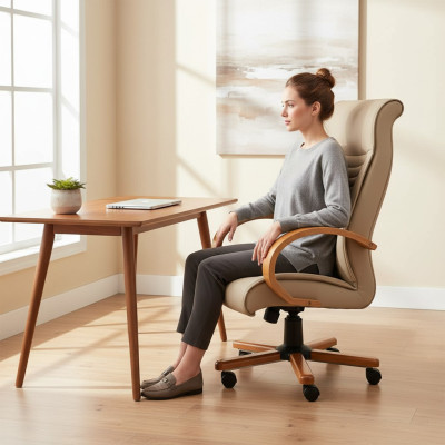 Chaise de jeu de luxe Beige Chaise de bureau Chaise pivotante Chaise de direction nouvelle