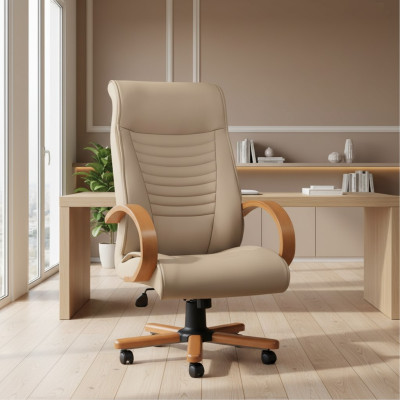 Chaise de jeu de luxe Beige Chaise de bureau Chaise pivotante Chaise de direction nouvelle