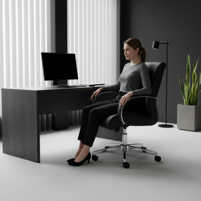 Chaise de jeu de luxe noir Chaise de direction Chaise pivotante de bureau Chaise de bureau Chaises