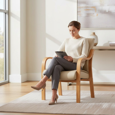 Chaise en cuir synthétique Chaise rembourrée de design Chaise beige Chaises Chaise de salle à manger Chaise de bureau