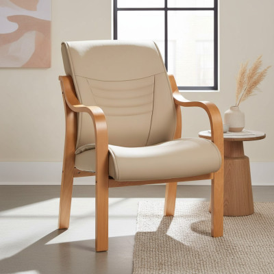 Chaise en cuir synthétique Chaise rembourrée de design Chaise beige Chaises Chaise de salle à manger Chaise de bureau