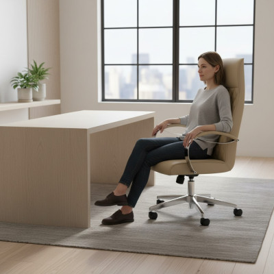 Moderne chaise pivotante confortable Mobilier Beige Chaise de bureau Chaise de jeu Chaise de bureau nouvelle